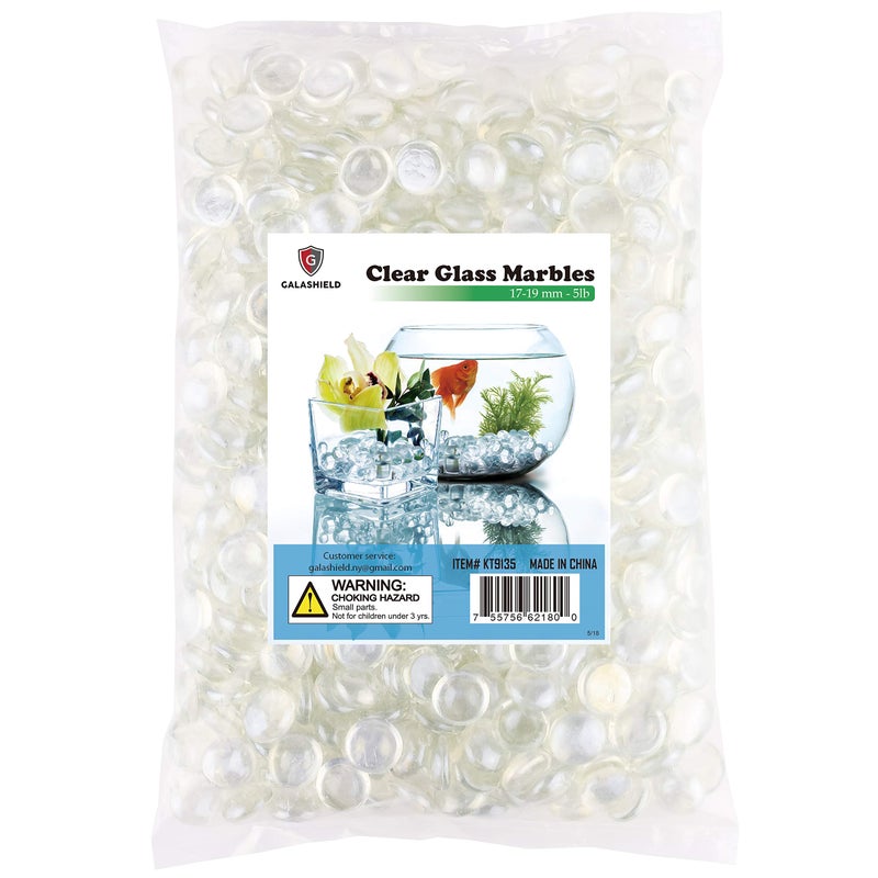 Galashield Glass Flat Clear Marbles Glass Pebbles Gems for Vase Fillers Stones Rocks (5 lbs Bag / 500-600 Stones) - Image 2